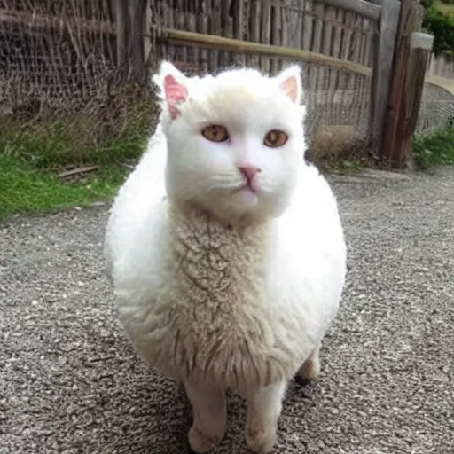 Prompt: cute cat - sheep hybrid