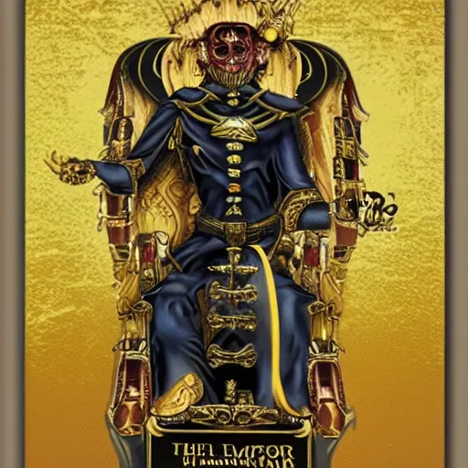 Image similar to the emperor on his golden throne. 4 0 k. body horror.