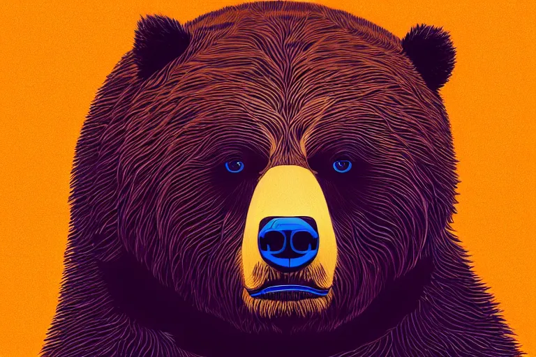 Prompt: Adorably cute portrait of Grizzly bear, artstation winner by Victo Ngai, Kilian Eng and by Jake Parker, swirly vibrant color lines, winning-award masterpiece, fantastically gaudy, aesthetic octane render, 8K HD Resolution