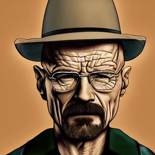 Prompt: a detailed portrait of walter white as a soy boy, art illustration, incredibly highly detailed and realistic, 8 k, sharp focus