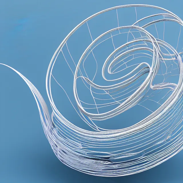 Prompt: a spirally shaped object floating in the water, an abstract sculpture by thomas fogarty, behance contest winner, generative art, made of wire, made of paperclips, rendered in cinema 4 d