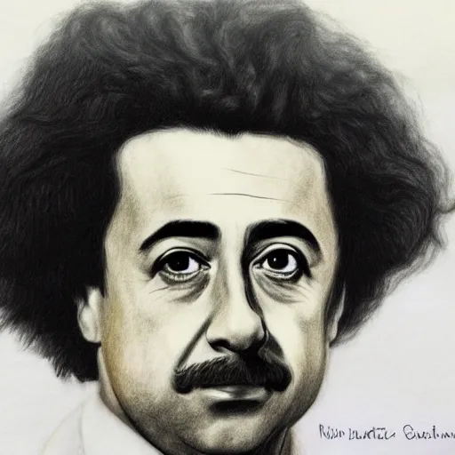 Prompt: Color pencil drawing of Xavi Hernandez as Albert Einstein