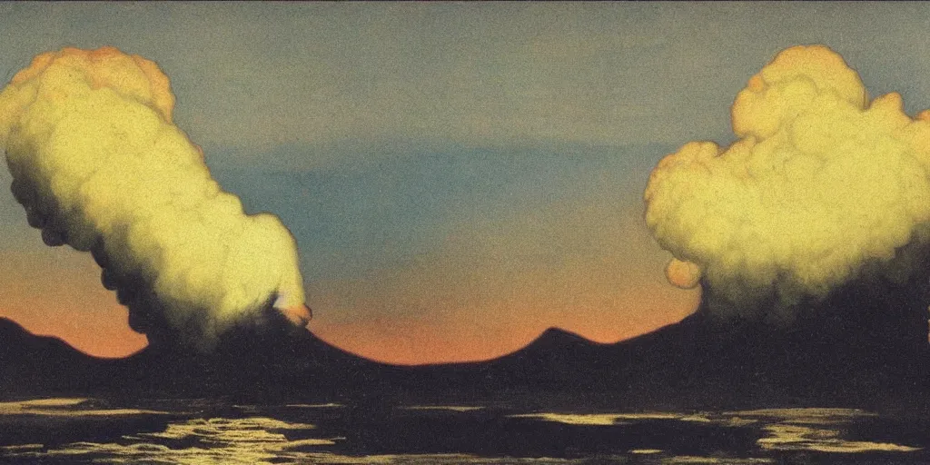 Prompt: \'The detonation of an atomic bomb from two miles away\' by Carl Gustav Carus