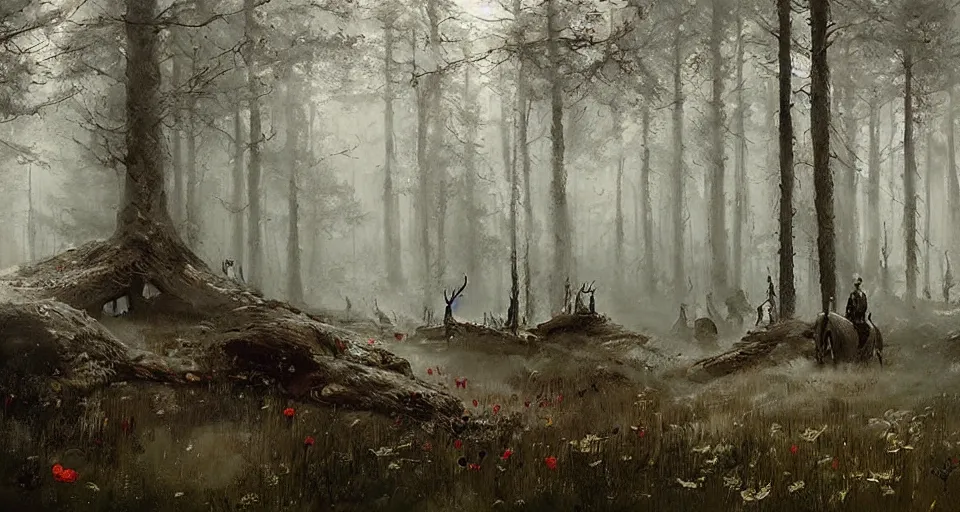 Image similar to Enchanted and magic forest, by JAKUB ROZALSKI