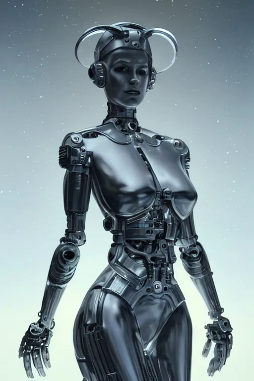 Image similar to Mechanical female android looking, cinematic lighting, intricate, elegant, super highly detailed, art station, concept art, smooth, sharp focus, no blur, no dof, extreme illustration, Unreal Engine 5, Photorealism, HD quality, 8k resolution, cinema 4d, 3D, beautiful, delicate, art by artgerm and greg rutkowski and alphonse mucha and loish and WLOP