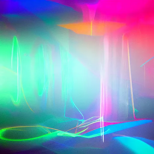 Prompt: volume fog ray graffiti light painting abstract prism colorful fanart on artstation