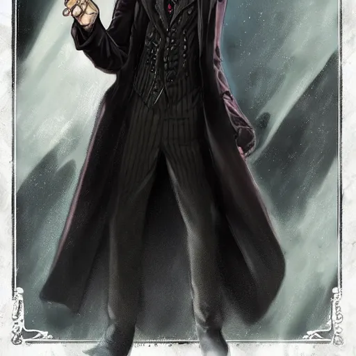 Image similar to gellert grindelwald in the style of magic the gathering, featured on artstation