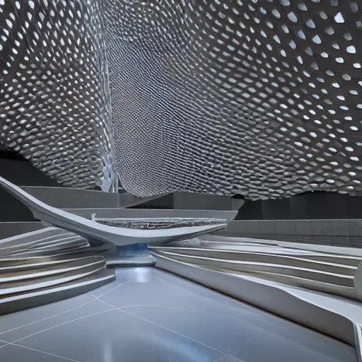 Image similar to extremely detailed stunning beautiful futuristic museum interior by Zaha Hadid