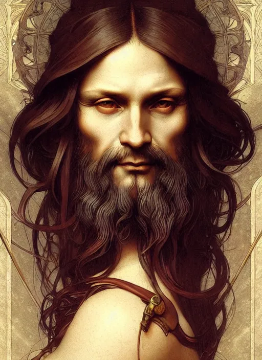 Image similar to portrait of leonardo da vinci, fantasy, intricate, elegant, highly detailed, digital painting, artstation, concept art, smooth, sharp focus, illustration, art by artgerm and greg rutkowski and alphonse mucha