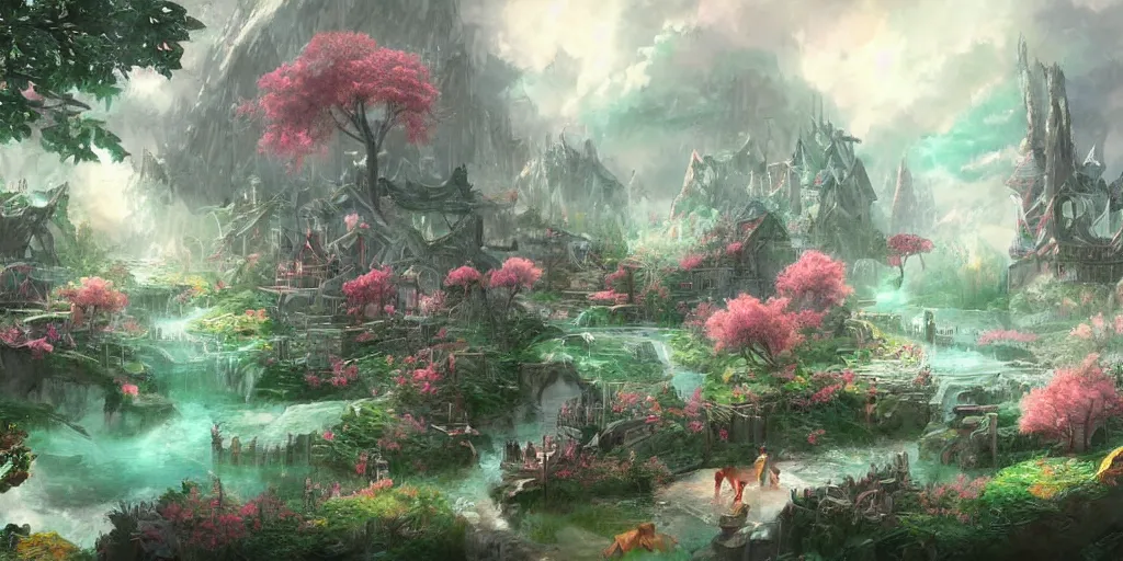Image similar to a beautiful fantasy scene by yuumei art