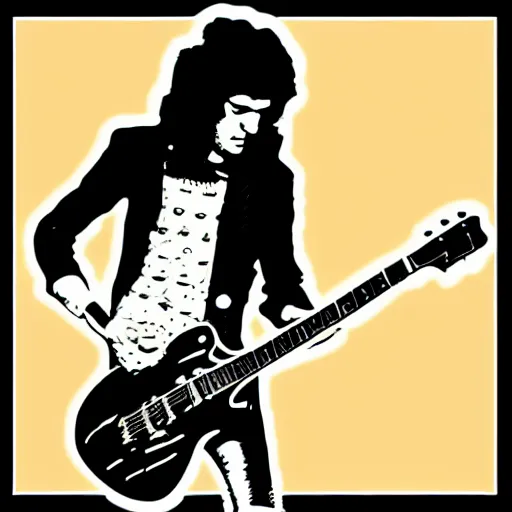 Image similar to 1 9 7 0 - young - jimmy page from led zepelin playing - guitar - solo, sticker - art, svg vector, adobe - illustrator