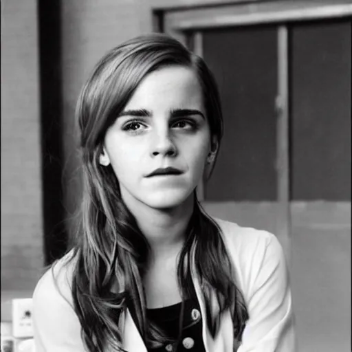 Prompt: emma watson as a janitor in an american high school.