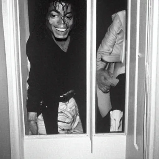 Image similar to michael jackson hiding in the closet