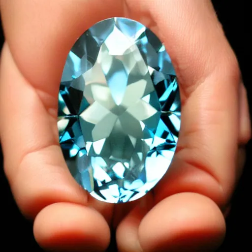 Image similar to Waya Steurbaut holding an aquamarine diamond in the style of waya Steurbaut