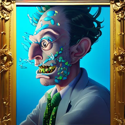Prompt: lucky pixel portrait by gaston bussierre and charles vess and james jean and erik jones and rhads, inspired by rick and morty, epic, funny, huge scale, beautiful fine face features, intricate high details, sharp, ultradetailed