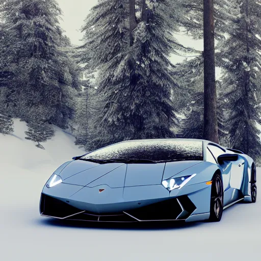 ultra detailed lamborghini in a snowy forest with | Stable Diffusion |  OpenArt