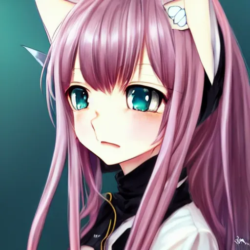 Image similar to nekopara fantastically detailed eyes cute girl portrait with fantastically detailed cat ears!!!!!!!!!!!! dressed like a cat modern anime style, made by Laica chrose, Mina Petrovic, Ross Tran, WLOP, Ruan Jia and Artgerm, Range Murata and William-Adolphe Bouguereau, Cell shading modern anime trending professional digital art unreal Engine Fantasy Illustration. award winning, Artstation, intricate details, realistic, Hyperdetailed, 8k resolution