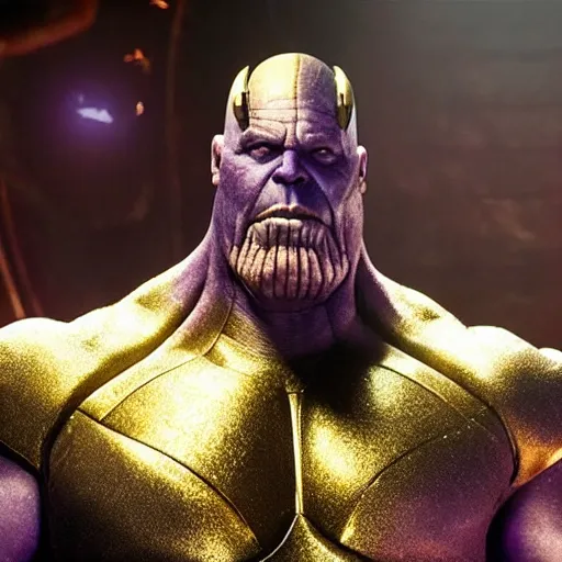 Prompt: thanos wearing drag, movie still, epic lighting, photorealistic