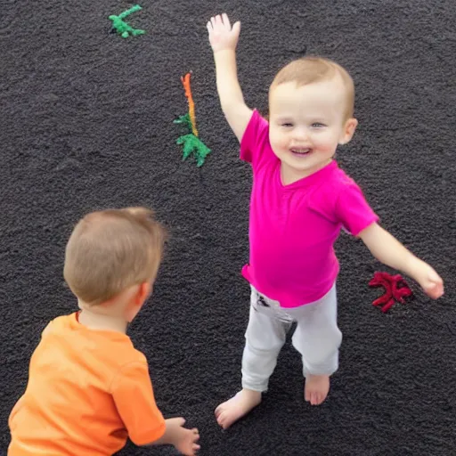 Image similar to toddlers playing in lava