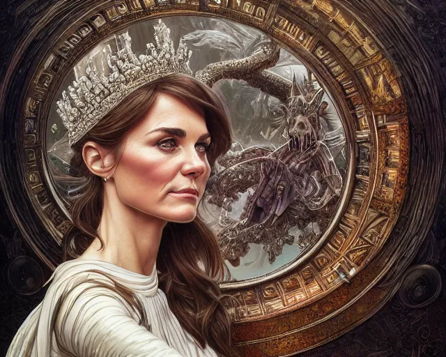 Prompt: photography of laurie lipton, deep focus, d & d, fantasy, intricate, elegant, highly detailed, digital painting, artstation, concept art, matte, sharp focus, illustration, kate middleton, art by artgerm and greg rutkowski and alphonse mucha