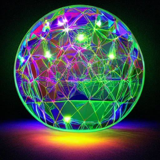 Image similar to psychonautist in a crystal sphere, digital art, award winning, volumetric lighting