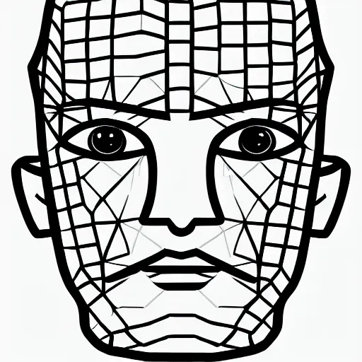 Prompt: digital information theory face, line art