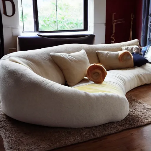 Prompt: a sofa in the shape of a croissant
