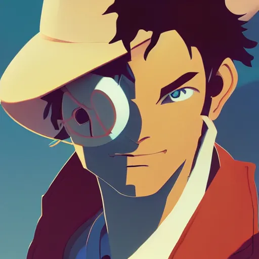 Image similar to face icon stylized minimalist cowboy bebop, loftis, cory behance hd by jesper ejsing, by rhads, makoto shinkai and lois van baarle, ilya kuvshinov, rossdraws global illumination