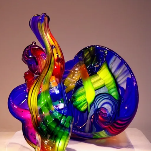 Prompt: beautiful glass sculpture in style of dale chihuly, trending on artstation