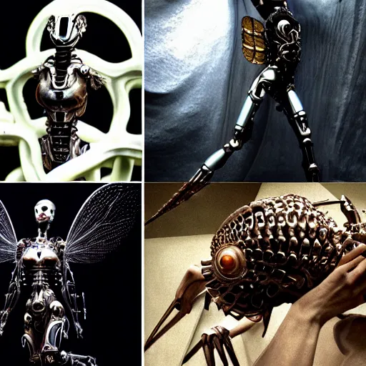 Image similar to still frame from Prometheus movie by Makoto Aida, biomechanical vespa angel gynoid, metal couture by neri oxmn by Guo pei by giger, editorial by Malczewski and by Caravaggio