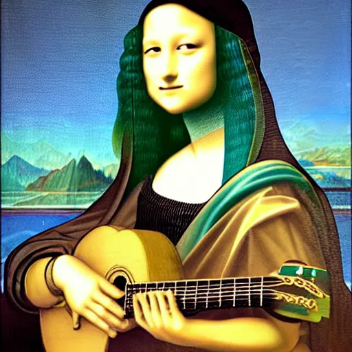 Prompt: Hatsune Miku in the style of Mona Lisa, Hatsune Miku painting