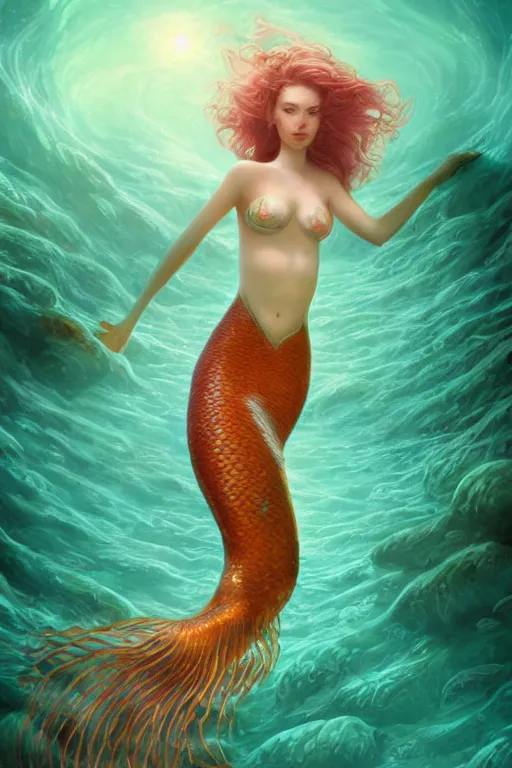 Image similar to beautiful elegant mermaid swimming through bioluminescent algae coral reefs by charlie bowater, ultra detailed, 8 k, intricate