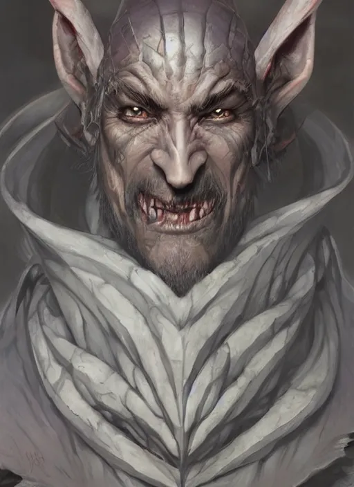 Prompt: portrait of grey goblin priest by artgerm and Craig Mullins, James Jean, Andrey Ryabovichev, Mark Simonetti and Peter Morbacher 16k