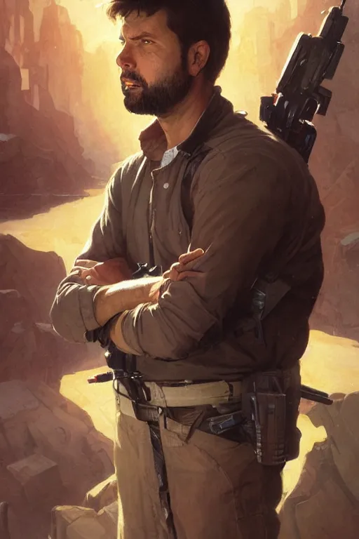 Image similar to Kyle Katarn portrait by Stanley Artgerm Lau, greg rutkowski, thomas kindkade, alphonse mucha, loish, norman Rockwell