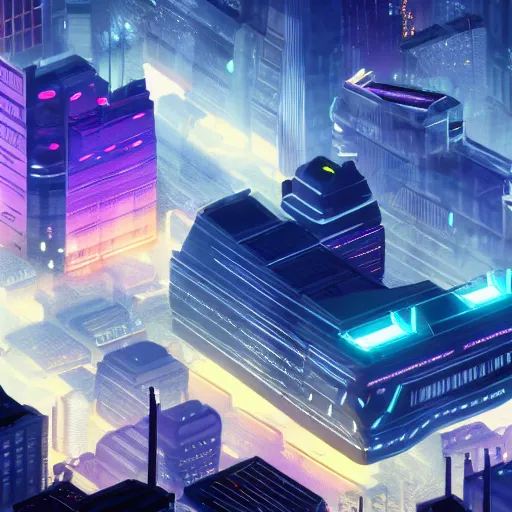 Prompt: wide angle isometric futuristic city at night bladerunner unreal engine zoomed out