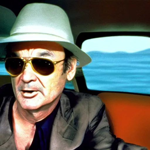 Image similar to bill murray in fear and loathing in las vegas, movie still, promotional shot