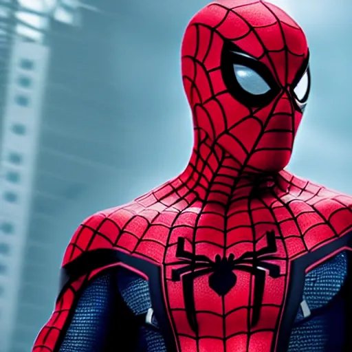 Image similar to ryan reynolds as spider - man, cinematic, volumetric lighting, f 8 aperture, cinematic eastman 5 3 8 4 film, photorealistic