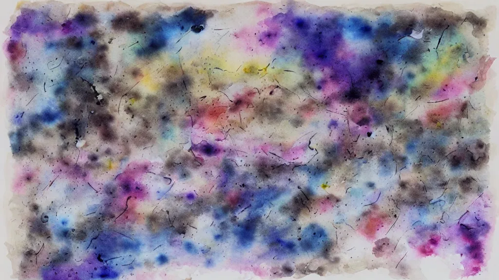 Image similar to \'The End, And The Uncertainty\', abstract ink and watercolour painting, author unknown