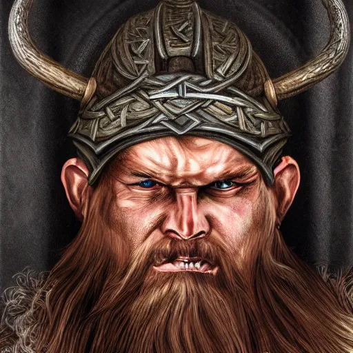 Prompt: a portrait of an angry viking highly detailed, centered, digital painting