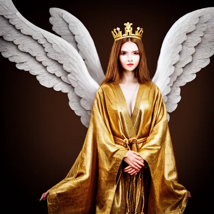 Image similar to photo of a very beautiful!! angel queen with ornate robes, highly detailed, 4 k, hdr, smooth, sharp focus, high resolution, award - winning photo