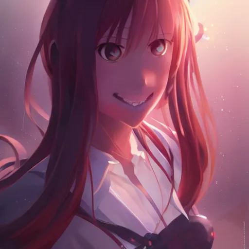 Prompt: attractive yuuki asuna, hourglass slim figure, full body shot close up, seductive smile, details, sharp focus, illustration, by Jordan Grimmer and greg rutkowski, Trending artstation, pixiv, digital Art