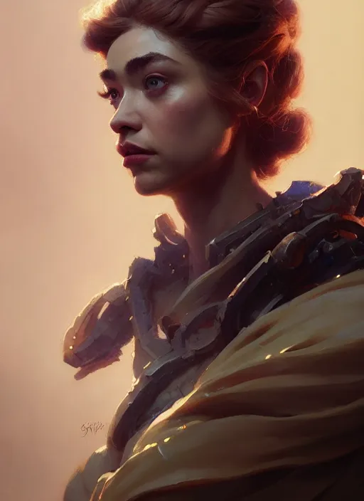 Image similar to side portrait, imogen poots, paladin, gloomhaven, organic painting, hard edges, luminescent, octane render, by greg manchess, huang guangjian, gil elvgren, sachin teng, greg rutkowski, jesper ejsing, rhads, ilya kuvshinov, cushart krenz