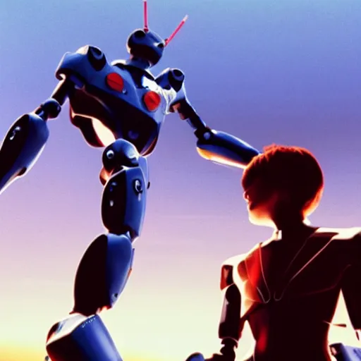 Image similar to movie still of robot evangelion, cinematic composition, cinematic light, criterion collection, by edgar wright