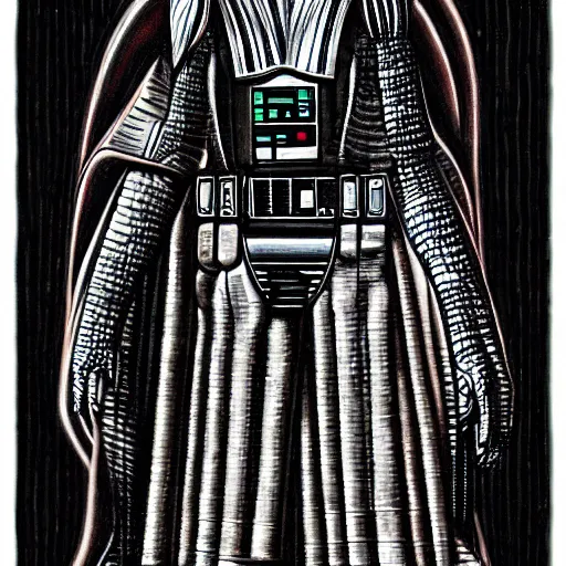 Image similar to dart vader in giger style