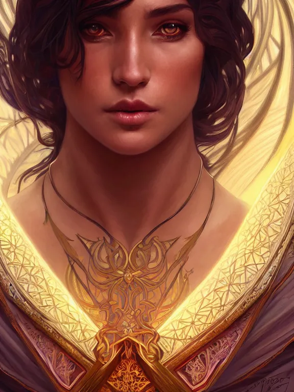 Image similar to symmetry!! intense fanart of a adriana as a mage warrior as acotar protagonist, magic background, intricate, elegant, highly detailed, my rendition, digital painting, artstation, concept art, smooth, sharp focus, illustration, art by artgerm and greg rutkowski and alphonse mucha