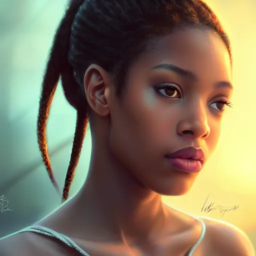 Image similar to a photorealistic hyperrealistic, bright brown eyes, light skinned african american young girl, ponytail hair, flawless face, beautiful lips, cute face, gorgeous white veil, by wlop, artgerm, greg rutwoski, alphonse mucha, beautiful dynamic dramatic low - light moody lighting, cinematic atmosphere, artstation, concept design art, octane render, 8 k