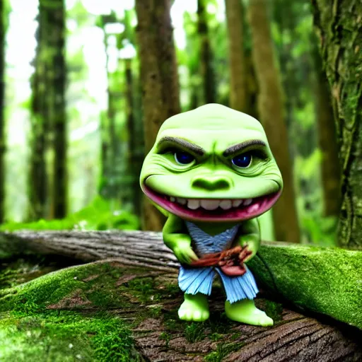 Image similar to sherk funko pop in the forest, 8k, cute, hdr