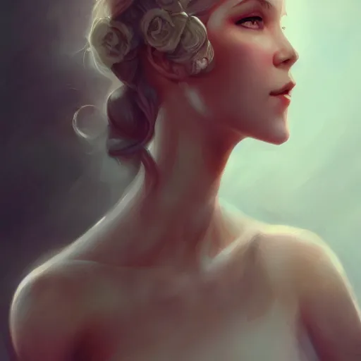 Prompt: painting of a female in a dress, by charlie bowater and artgerm, 4 k, highly detailed, trending on artstation, volumetric lightning, highly detailed