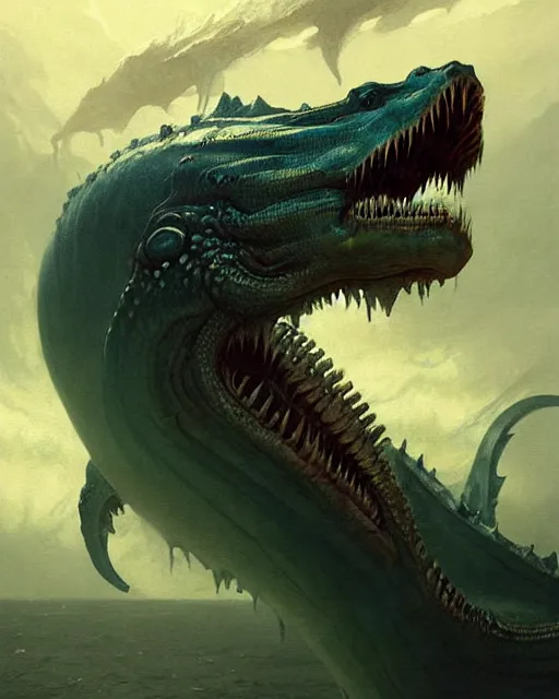 Prompt: a sea monster, leviathan | | terrifying, realistic shaded, fine details, realistic shaded lighting poster by greg rutkowski, diego gisbert llorens, magali villeneuve, artgerm, jeremy lipkin and rob rey