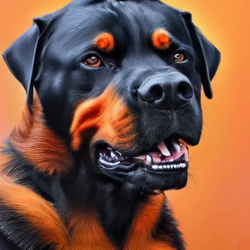 Image similar to rottweiler with a beard, oil painting, artgerm, portrait, highly detailed, artstation